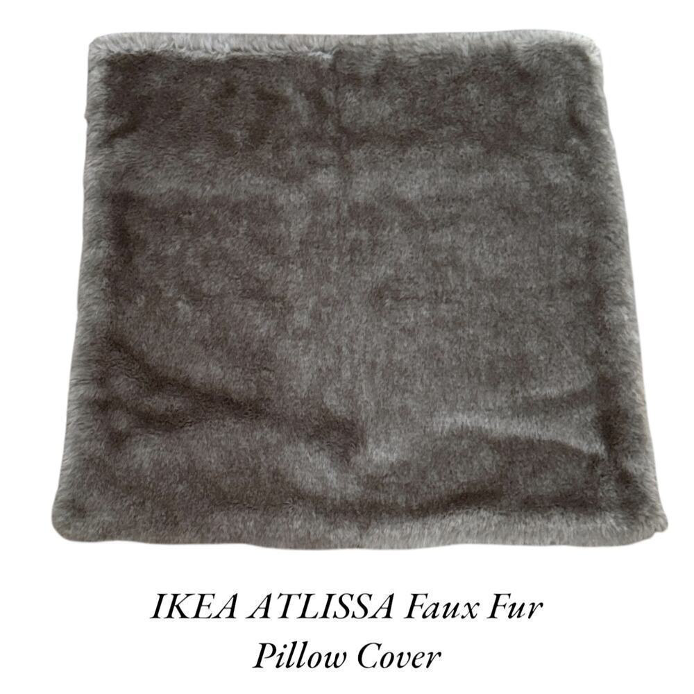 IKEA ATLISSA Brown Gray Faux Fur Pillow Cover 20" x 20"